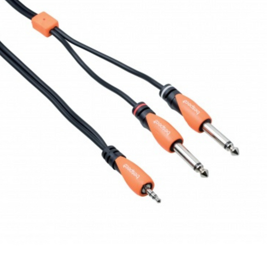 Bespeco SILOS Interlink SLYMSJ 3.5 mm Stereo Jack to two 6.3 mm Jack Audio Cable