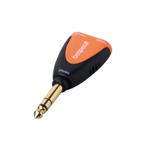Bespeco SLAD230 - 6.3 mm stereo jack plug to 2 x AUX 3.5 mm stereo jack (female) socket adapter