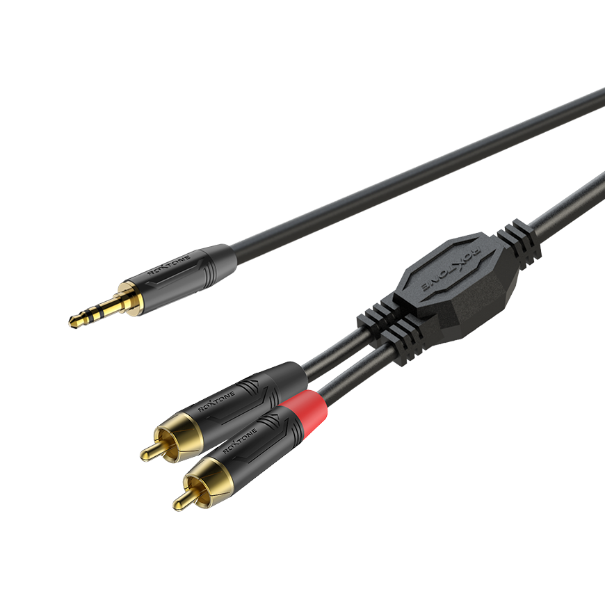 RoxTone 3.5mm JK (AUX) to 2RCA Gold
