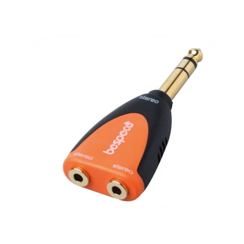 Bespeco SLAD230 - 6.3 mm stereo jack plug to 2 x AUX 3.5 mm stereo jack (female) socket adapter