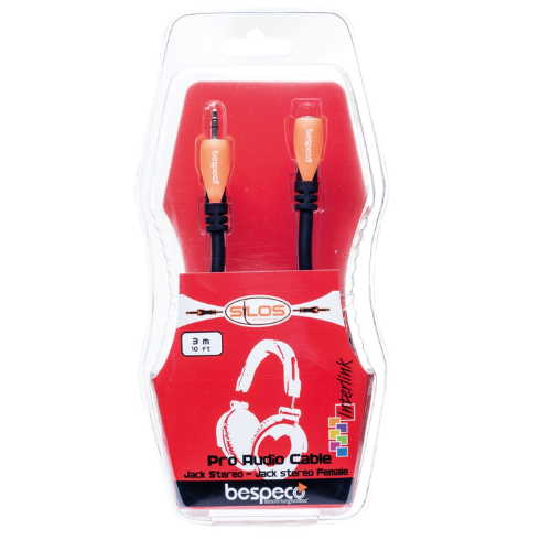 Bespeco SLFJJM300 3.5 mm JK Female to 3.5 JK Male 3 Meters