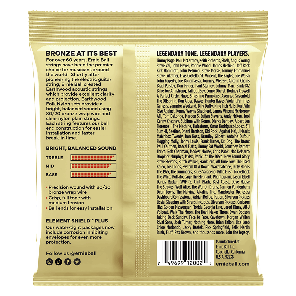 Ernie Ball - Medium Earthwood 80/20 Bronze Acoustic Guitar Strings 13-56 Gauge