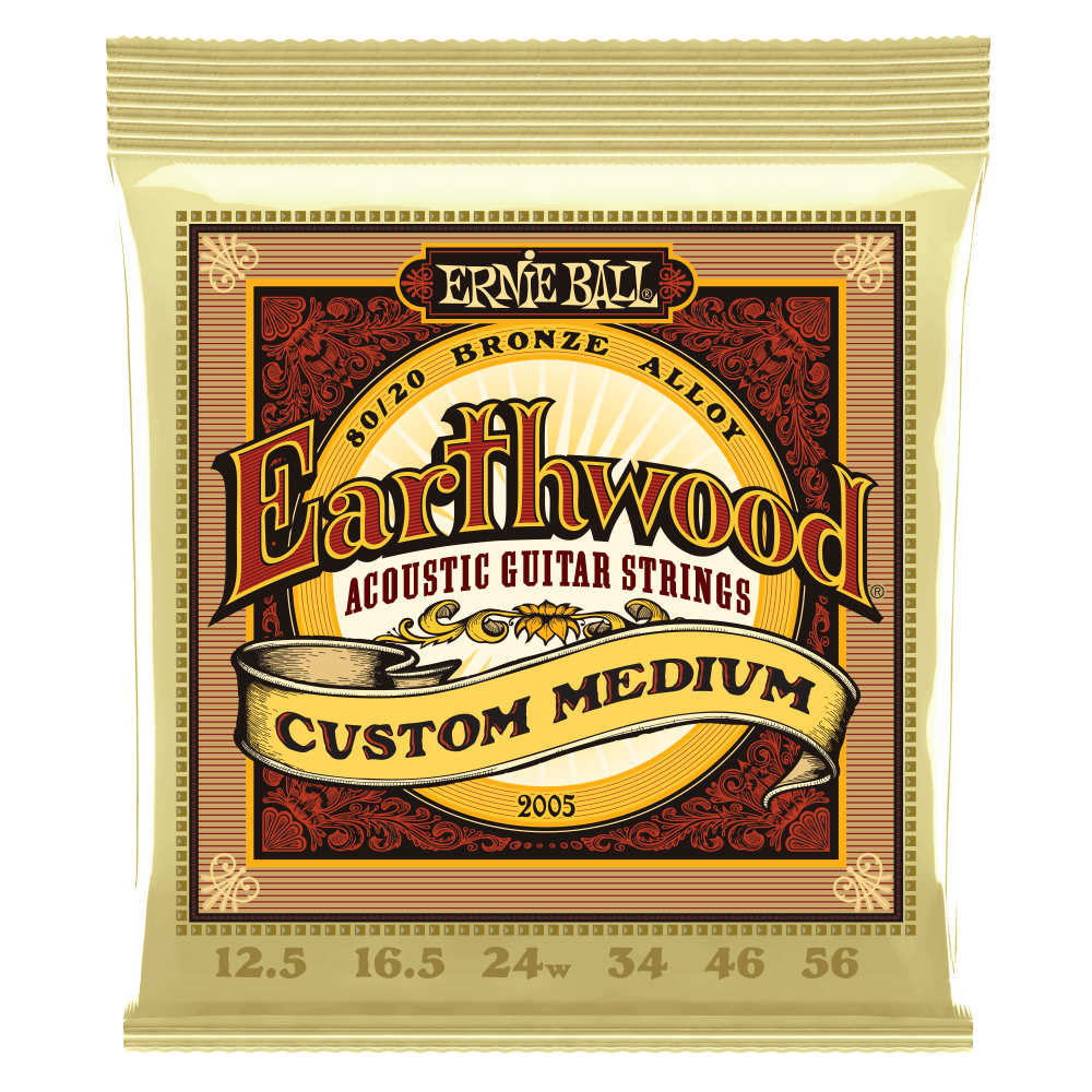 Custom Medium Earthwood 80/20 Bronze Acoustic Guitar Strings 12.5-56 Gauge