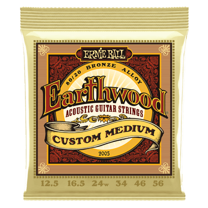 Custom Medium Earthwood 80/20 Bronze Acoustic Guitar Strings 12.5-56 Gauge