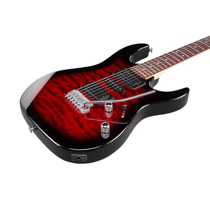 Ibanez GRX70QA TRB 6 String Solid Body Electric Guitar - Transparent Red Burst