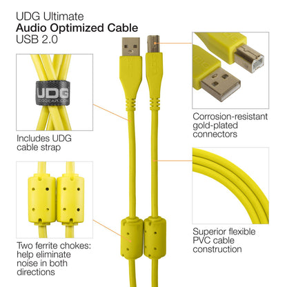 U95002YL - UDG Ultimate Audio Cable USB 2.0 A-B Yellow Straight 2m