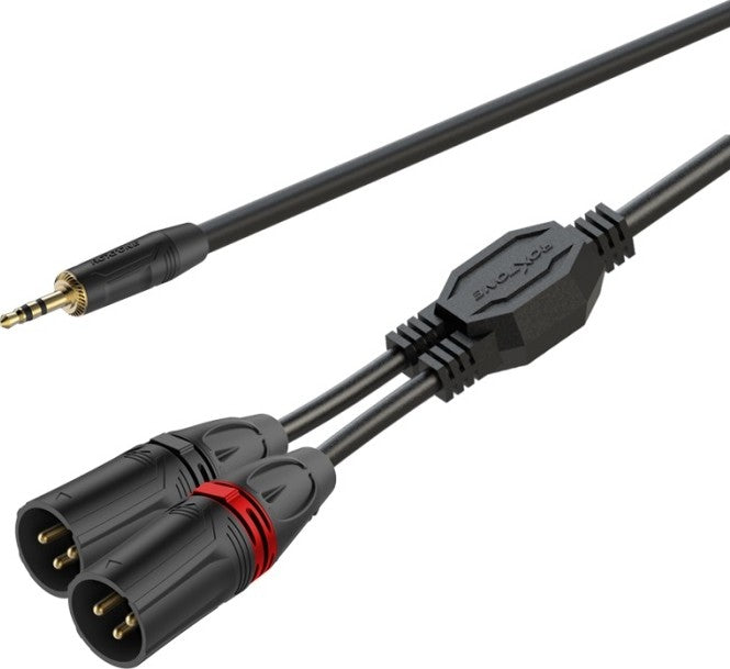 RoxTone 3.5mm Jack to 2 XLR Male Audio Cable